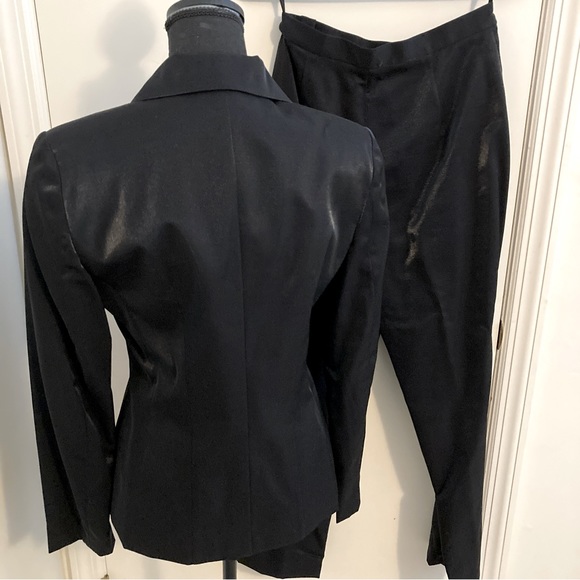 Vintage Banana Republic Black Shimmer Pantsuit Wool Blend Size 6 - Picture 3 of 7